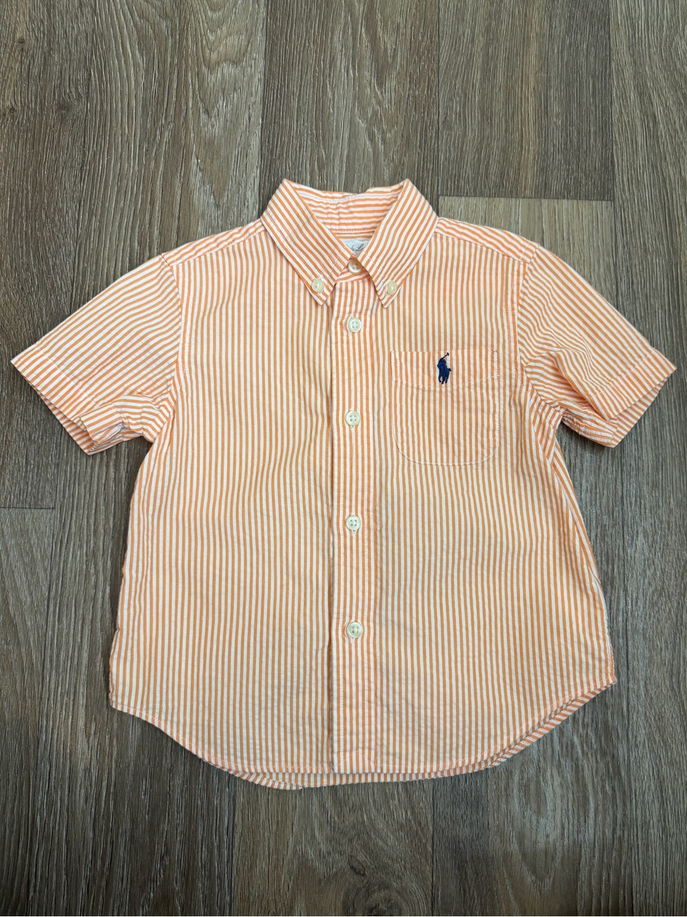 Ralph Lauren Orange Striped Short-Sleeve Button-Down Shirt